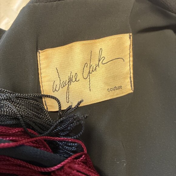 Wayne Clark Vintage Women’s Black Red Fringe Long Sleeve Jacket 6 Small - Picture 3 of 3